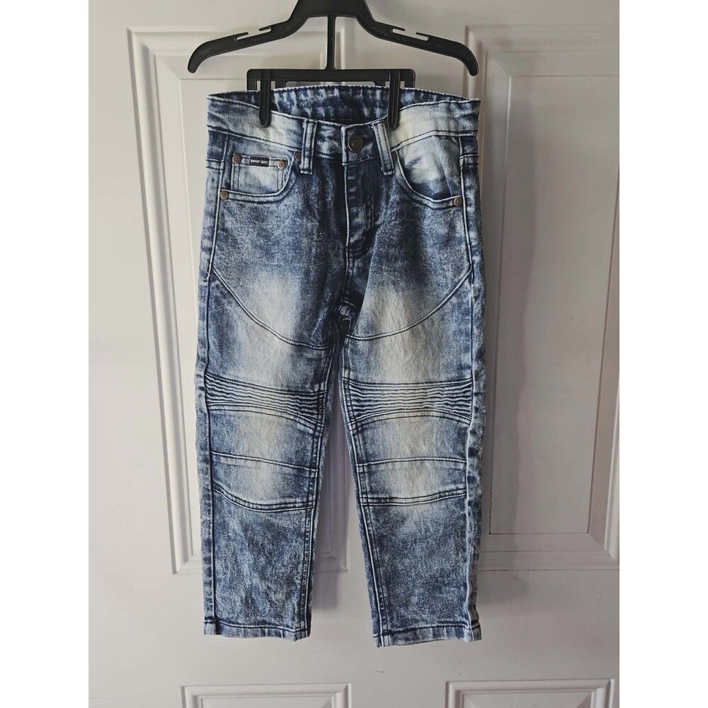 Brooklyn's Best Denim & Rivets Jeans‎ Size 6 Boys Acid Wash Moto Biker Stretch - Picture 2 of 12